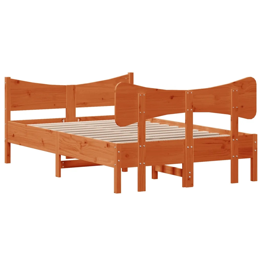 Letto senza Materasso-Struttura Letto Marrone Cera 120x190 cm in Legno di Pino 620974