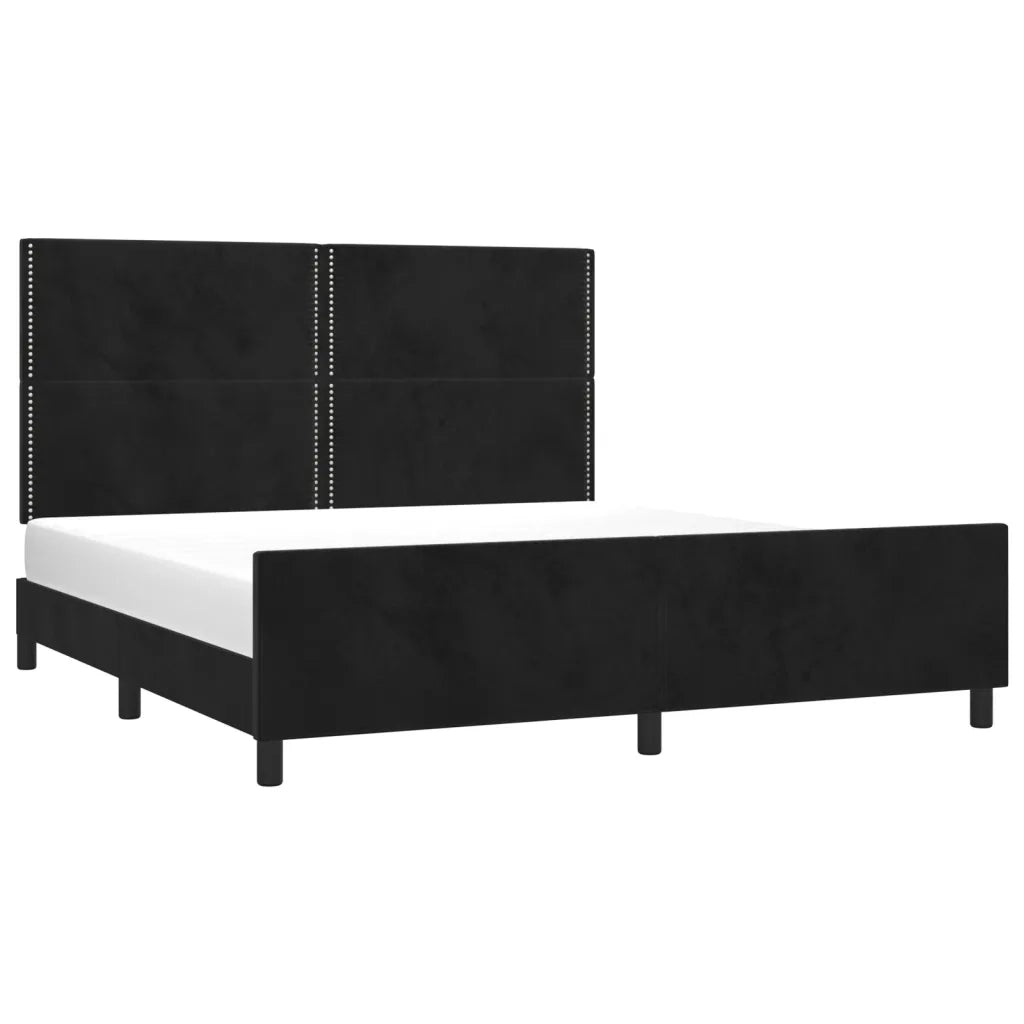 Letto matrimoniale | Letto per adulti | Giroletto con Testiera Nero 180x200 cm in Velluto