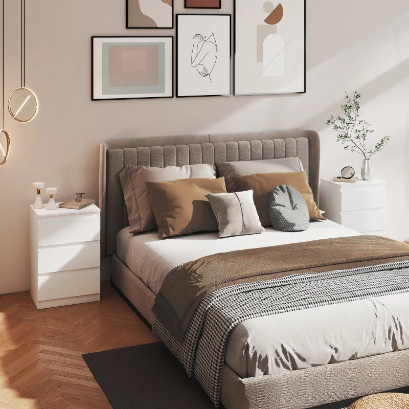 Comodini set di 2 con 3 cassetti in MDF bianco per camera da letto senza maniglie 40 × 30 × 59.5 cm