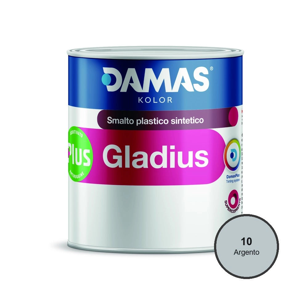 Damas gladiusplus lucido smalto antiruggine fosfato di zinco ferro *** formato 0,750 lt, colore- 10 argento, confezio...