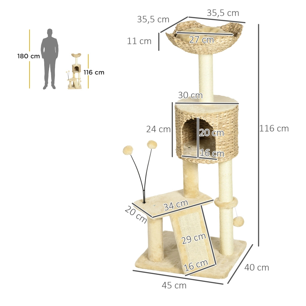 Arbre ¨¤ chat con paniere e piattaforme ¨C Minimal ¨C 116 cm beige