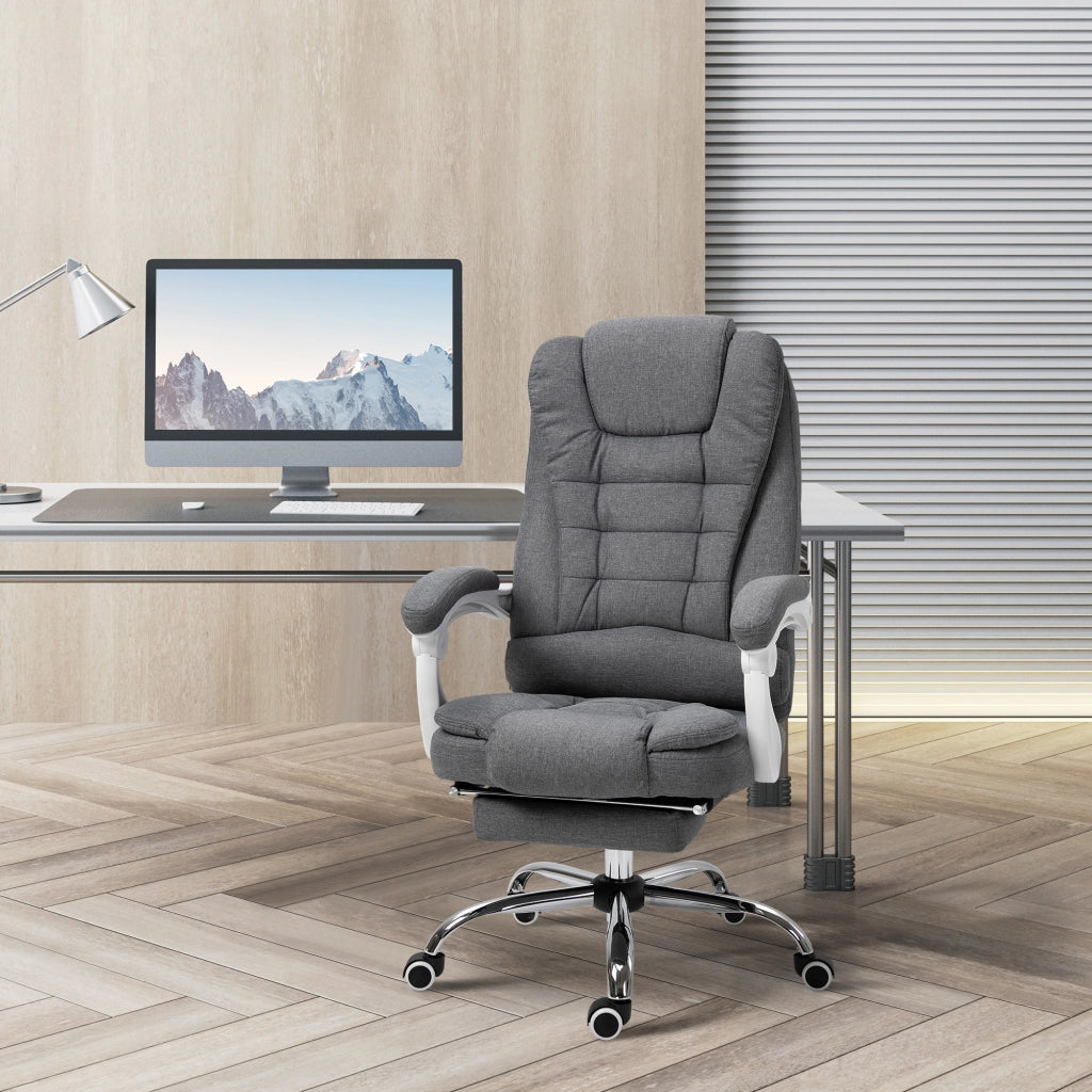 Sedia da ufficio reclinabile con schienale alto e poggiapiedi retrattile in tessuto ¨C Zephmum ¨C Grigio