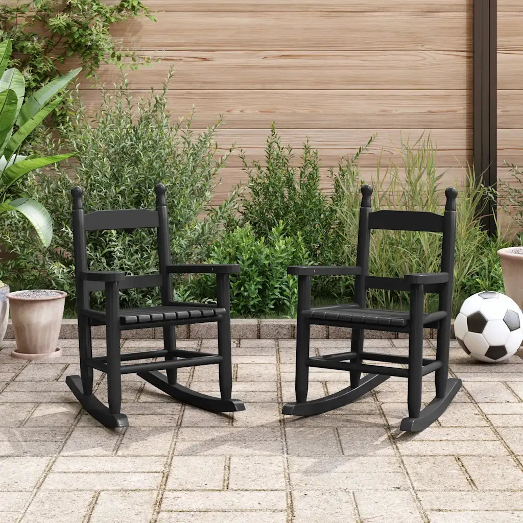 Sedie a Dondolo per Bambini 2 pz Nere Legno Massello di Pioppo CFW4242698