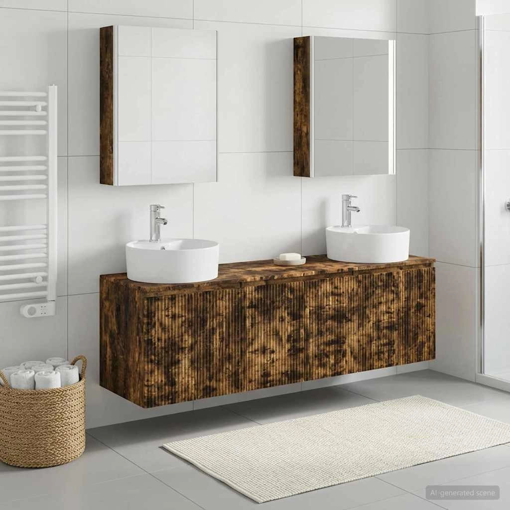 Set di Armadi da Bagno 5 pz Rovere Fumo Legno ingegnerizzato 3406451