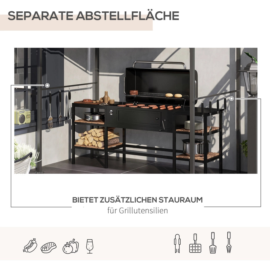Gazebo per barbecue beige 215 x 150 x 220 cm