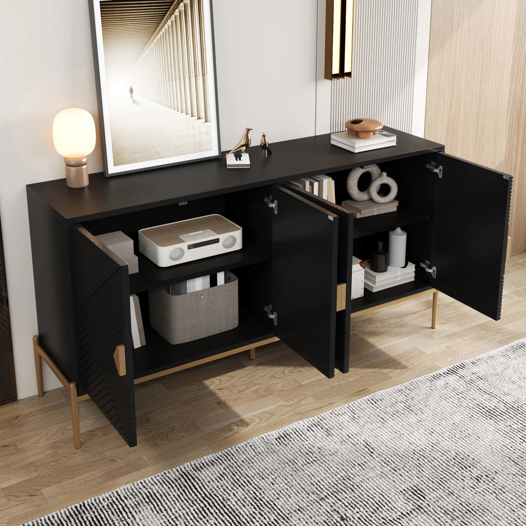 SIDEBOARD 162 x 40 x 80 cm Nero in MDF e pannello truciolare