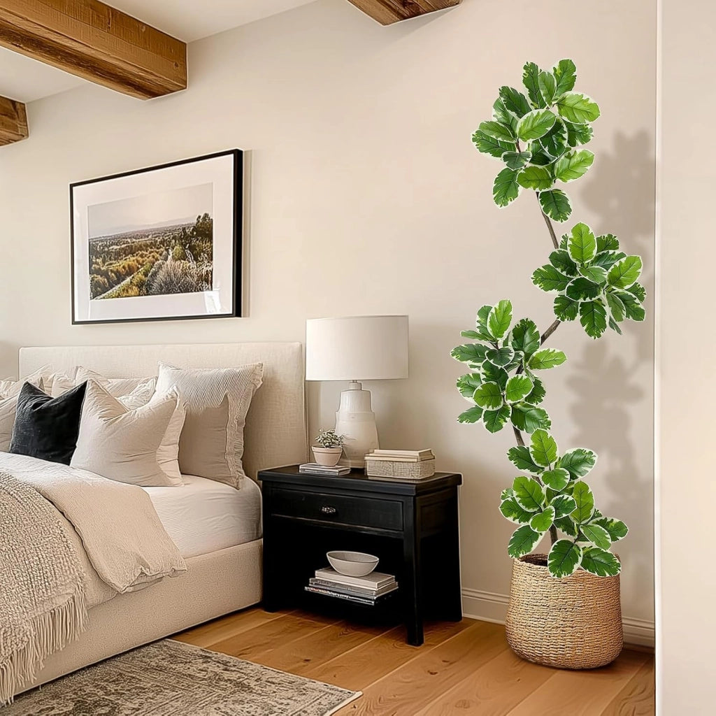 Ficus Lyrata Pianta Artificiale da Interno 150 cm con Vaso e Ciottoli Decorativi