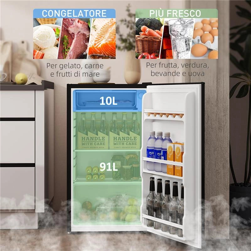 FRIGORIFERO PICCOLO 91L MONOPORTA REVERSIBILE CON CONGELATORE E TEMPERATURA REGOLABILE, NERO