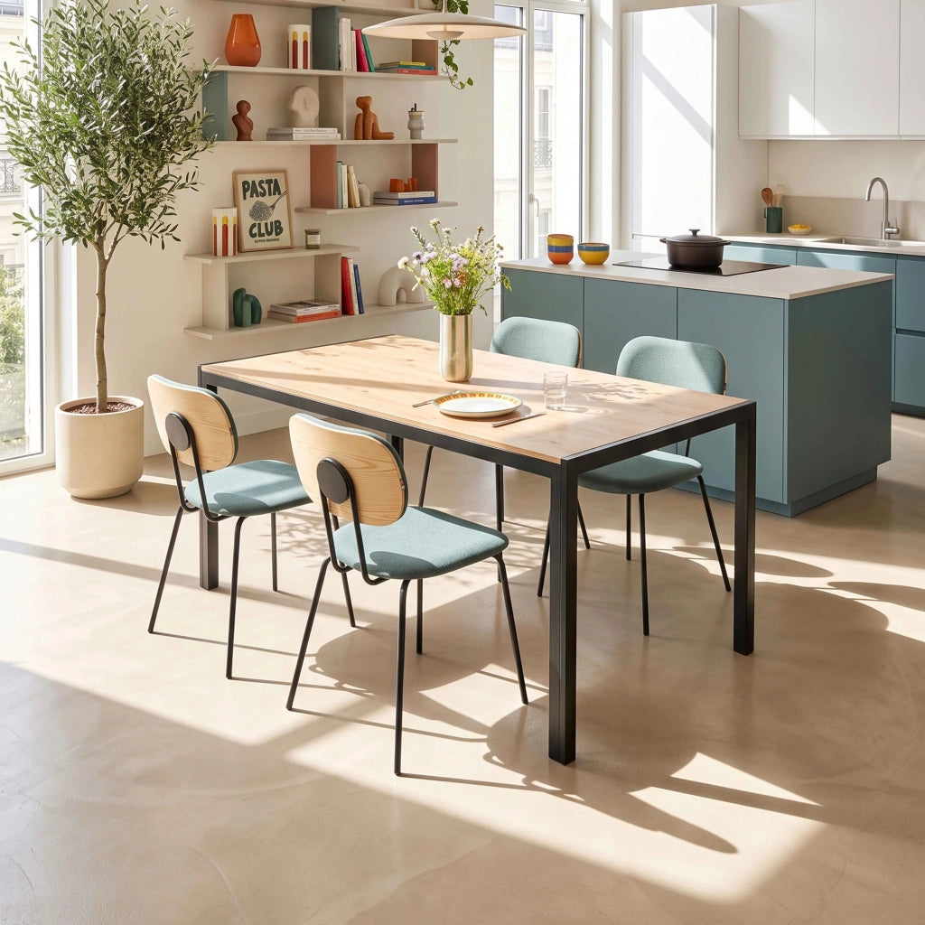 Oviala - Set di 2 sedie di design in acciaio e legno verde scuro