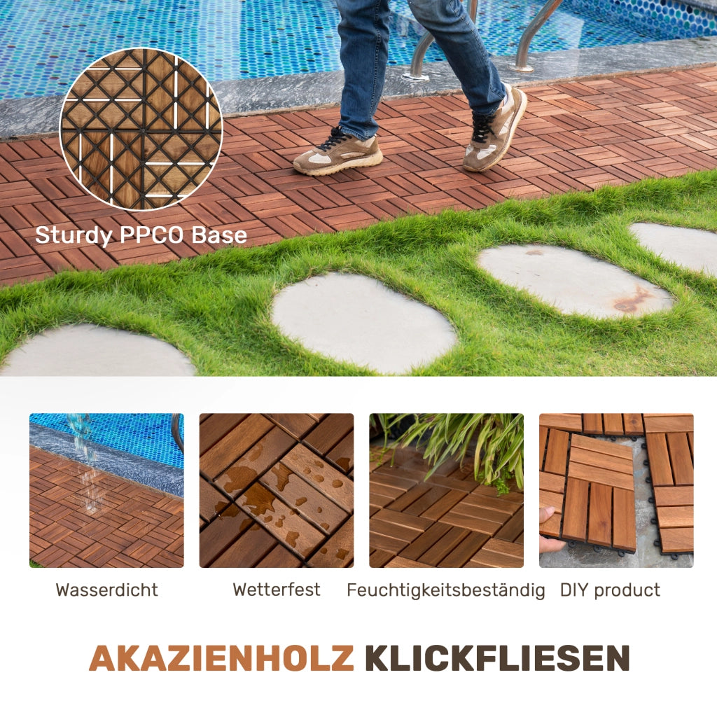 Pavimentazione a incastro in legno di acacia marrone con finitura a base d'acqua per giardino balcone e piscina