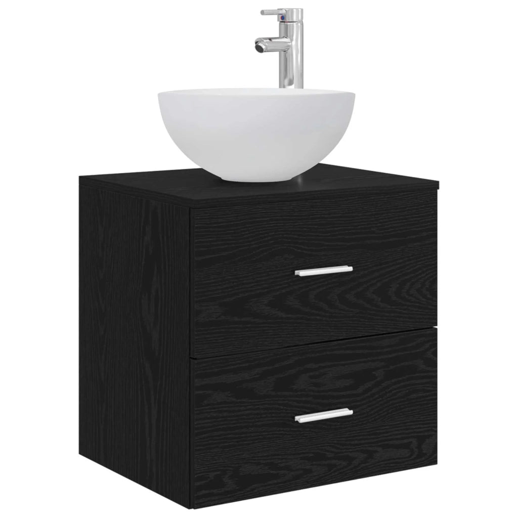 Set di mobili per il bagno 4 pz Rovere Nero 3406736