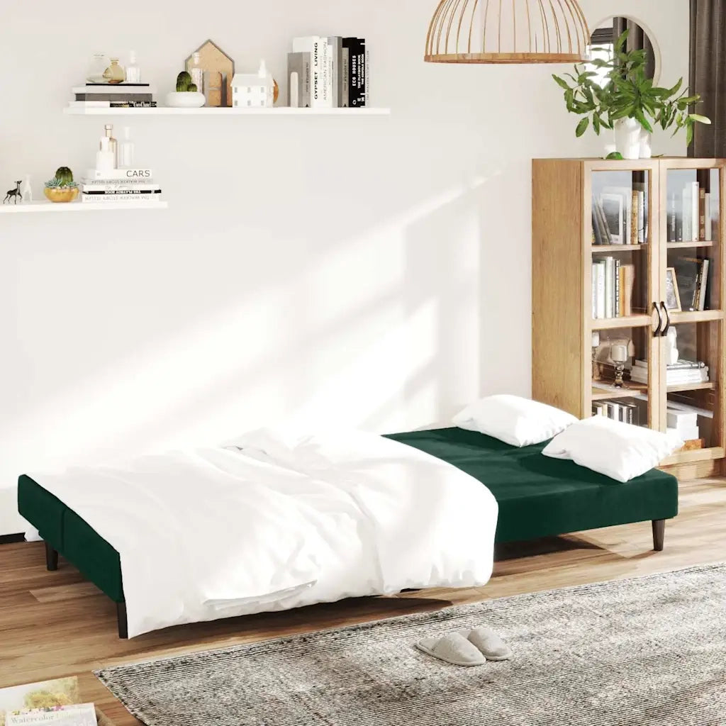 Divano letto | Sof¨¤ letto | Letto singolo a 2 Posti Verde Scuro in Velluto