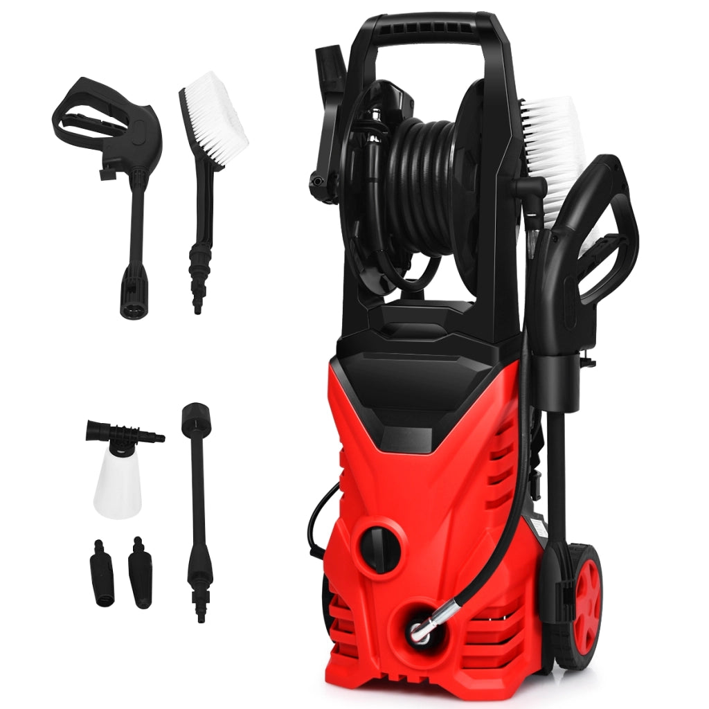 1500W Idropulitrice portatile con 2030 PSI, 5,0 L/Min, ugello Lotus per la pulizia di giardini e auto, Rosso