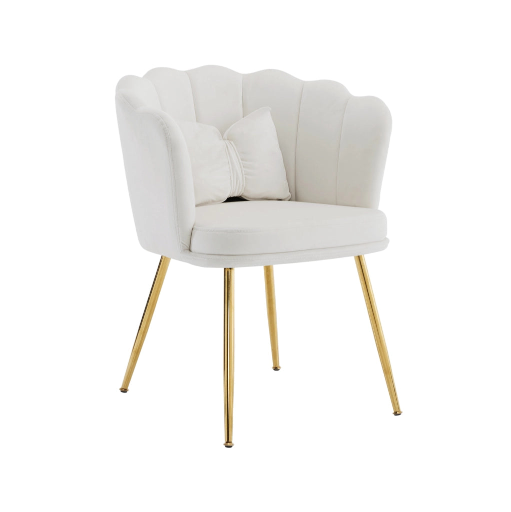 Set di 6 poltrone in velluto beige 63x58x77 cm con cuscini di supporto