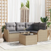 Set Divano da Giardino con archiviazione 5 pcs Nero polyrattan