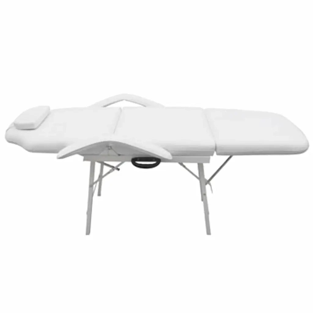 Lettino da Massaggio Portatile in Similpelle 185x78x76cm Bianco 110041