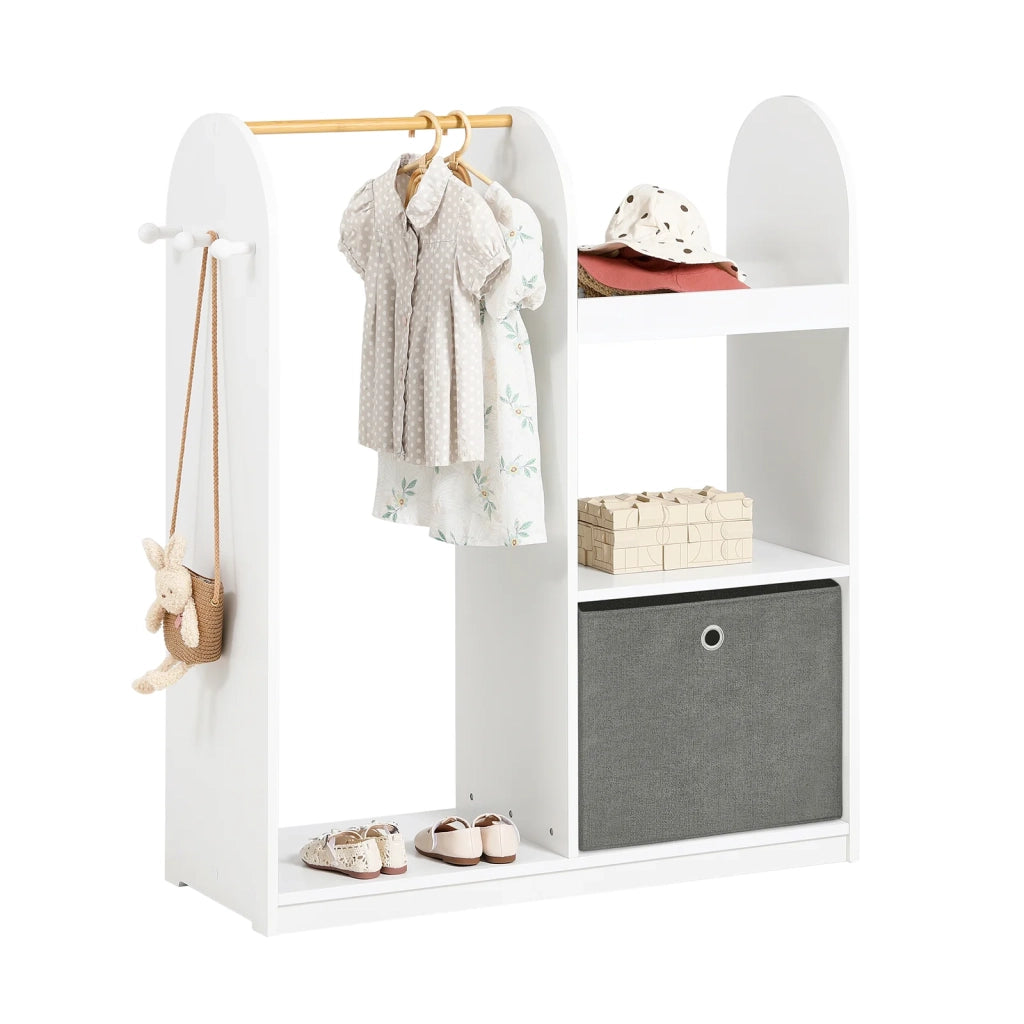 Mobile per Bambini con Appendiabiti, Giardaroba per Bambini con scatole, Armadio per bambini con 3 ganci, KMB40-W SoBuy