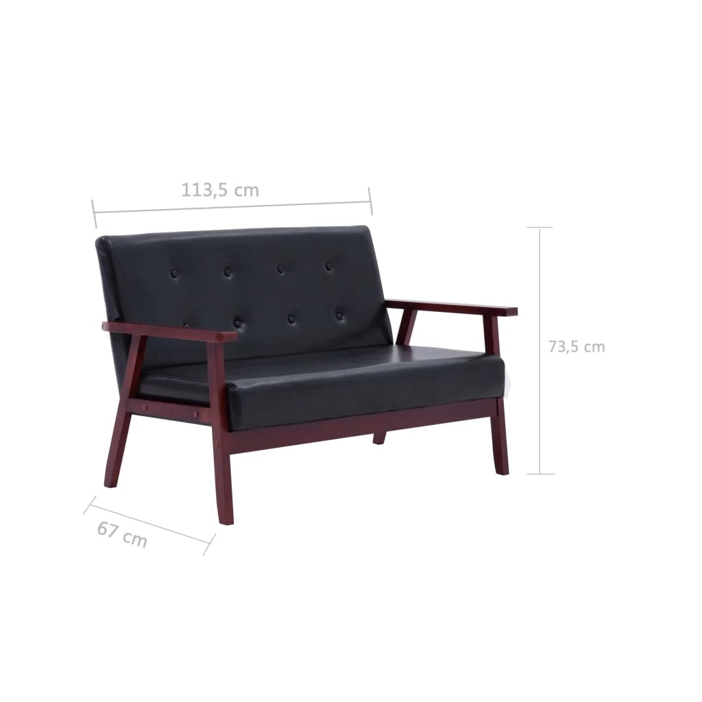 Set di divani in similpelle nera da 2 pezzi 02_0019641
