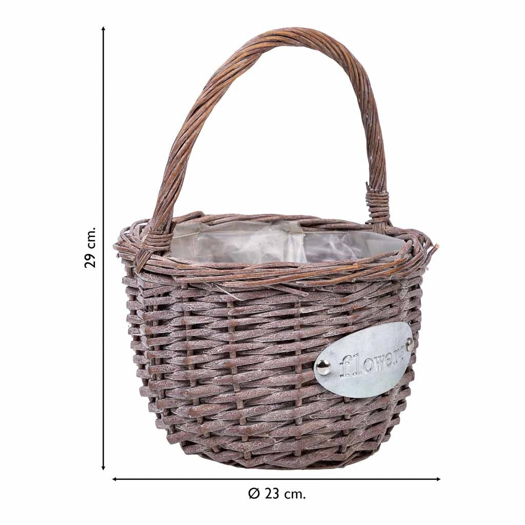 Cesto in vimini rosa d23x29h