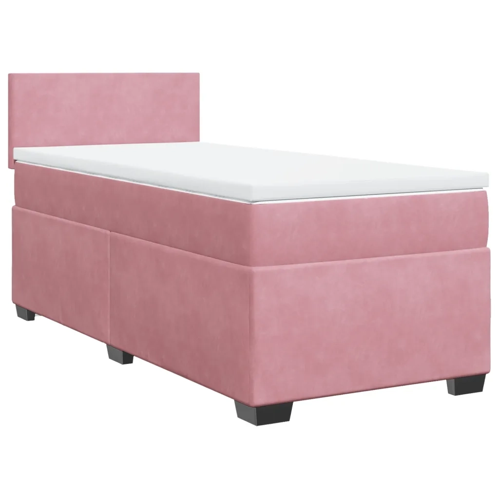 Giroletto a Molle con Materasso Rosa 80x200 cm in Velluto