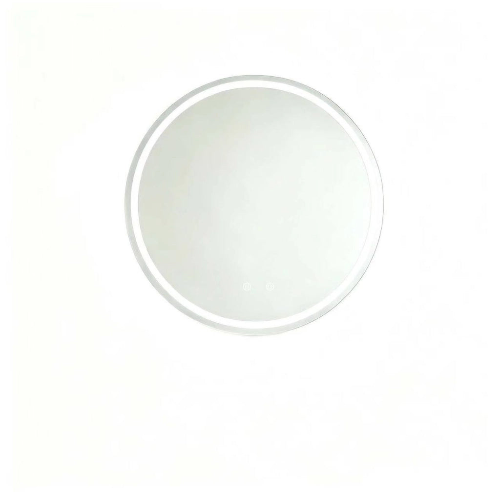 Specchio bagno rotondo argento in vetro con luce dimmerabile e antiappannamento