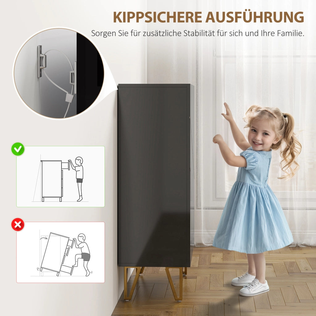 Armadio per scarpe con 2 ante e 3 ripiani regolabili ¨C Minimal ¨C 72x31.5x95 cm nero