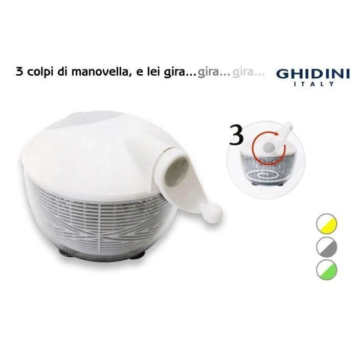 Ghidini 2550B Vortice Centrifuga per Insalata Manuale 26 cm Cestello Removibile Lavastoviglie colore Assortiti