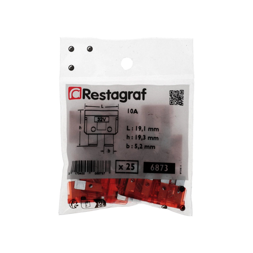 Fusibile di sicurezza rosso, 10 A, 1 pezzo, 84 x 90 x 17 mm