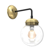 Applique loft ottone globo vetro trasparente Hydro 1 luce E14