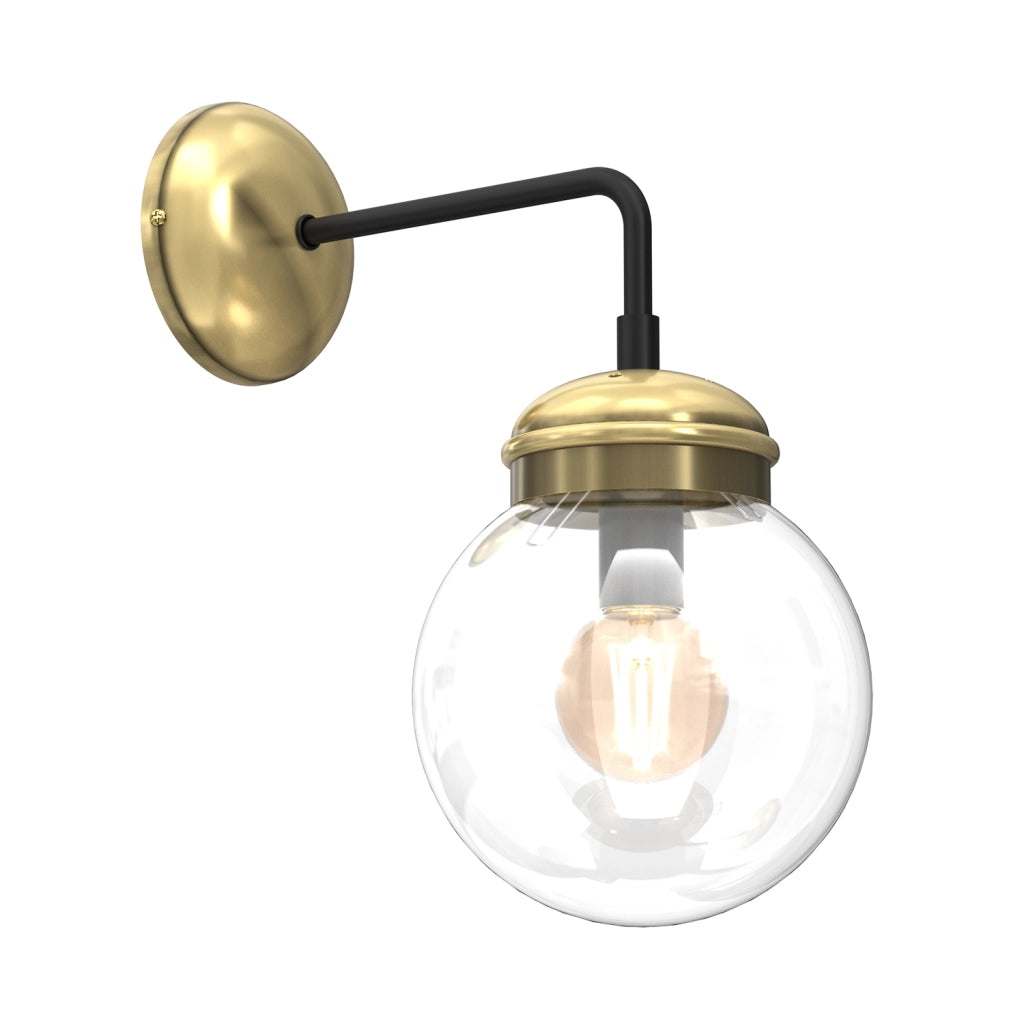 Applique loft ottone globo vetro trasparente Hydro 1 luce E14