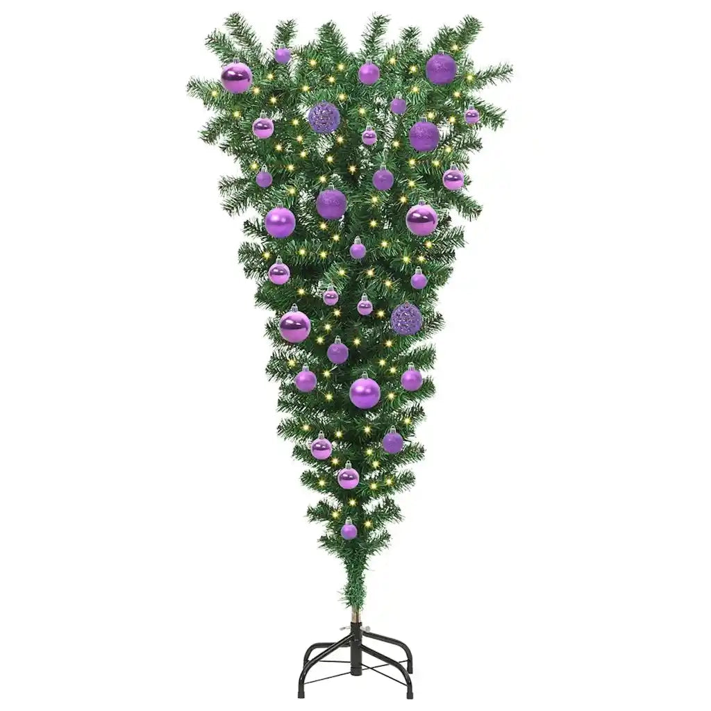 Albero di Natale artificiale preilluminato-Albero Natalizio rovesciato con set di palline 175920