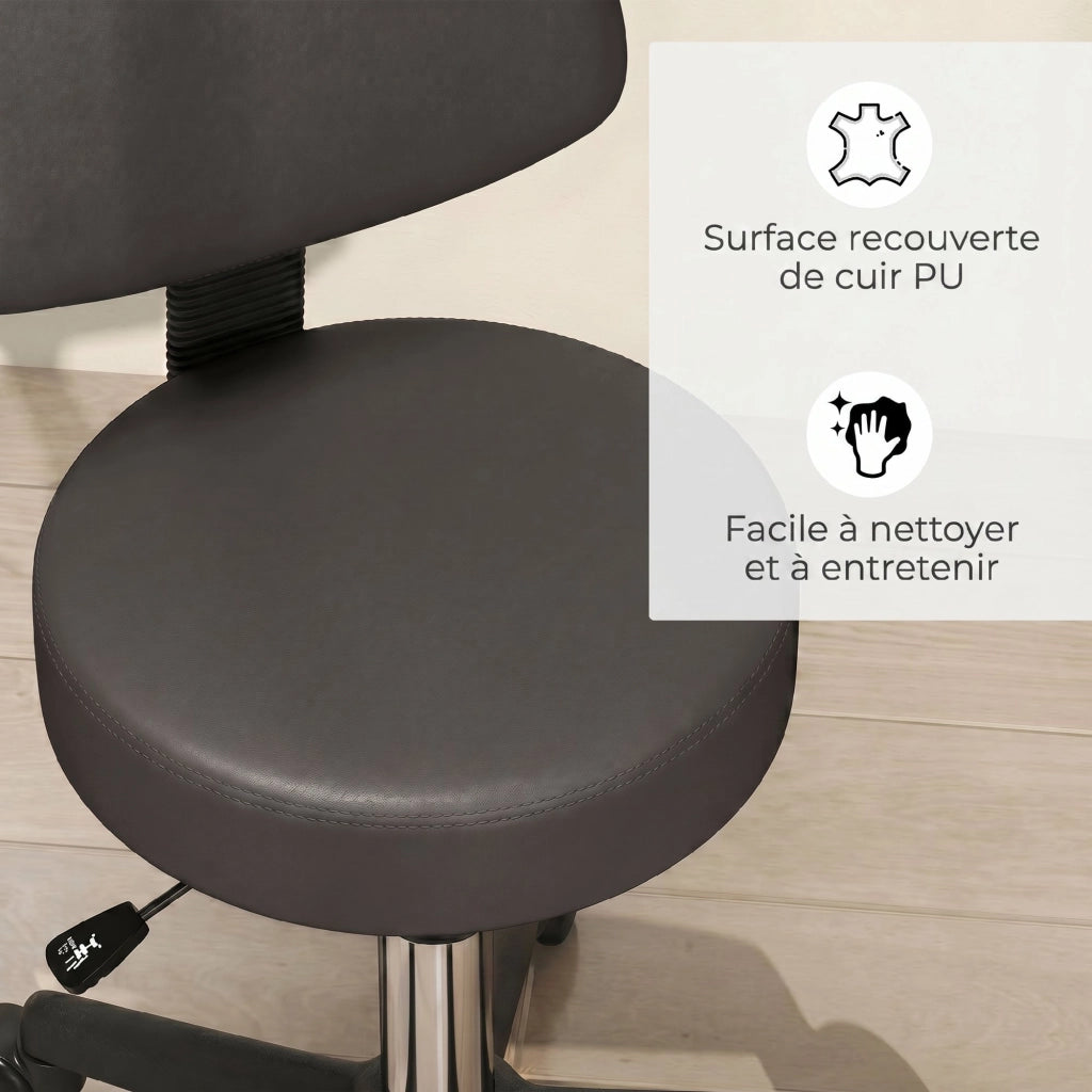 Sgabello Massaggiante Regolabile in Altezza Pivotante con Schienale Ergonomico ¨C Minimal ¨C Grigio