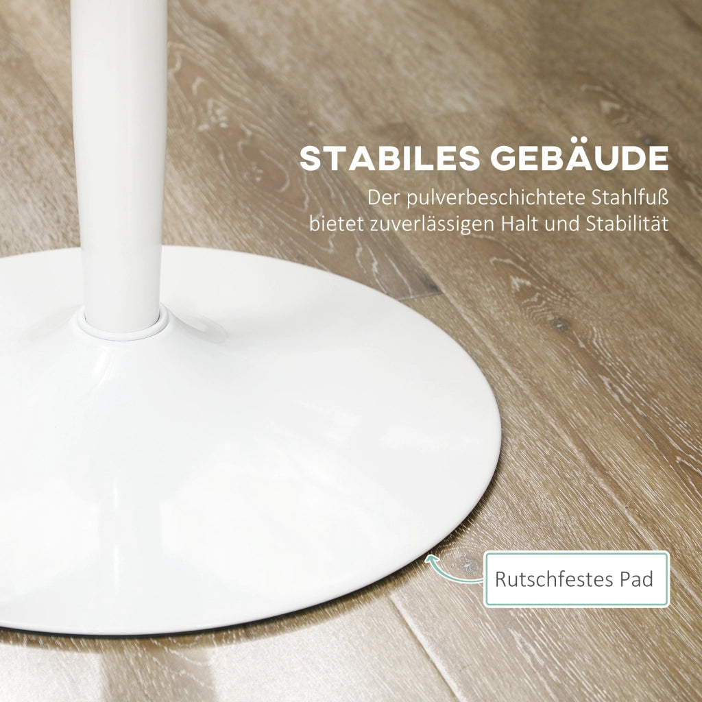 Tavolo da pranzo rotondo per cucina in MDF bianco con base in acciaio e piedini antiscivolo Ø 70 × 75 cm