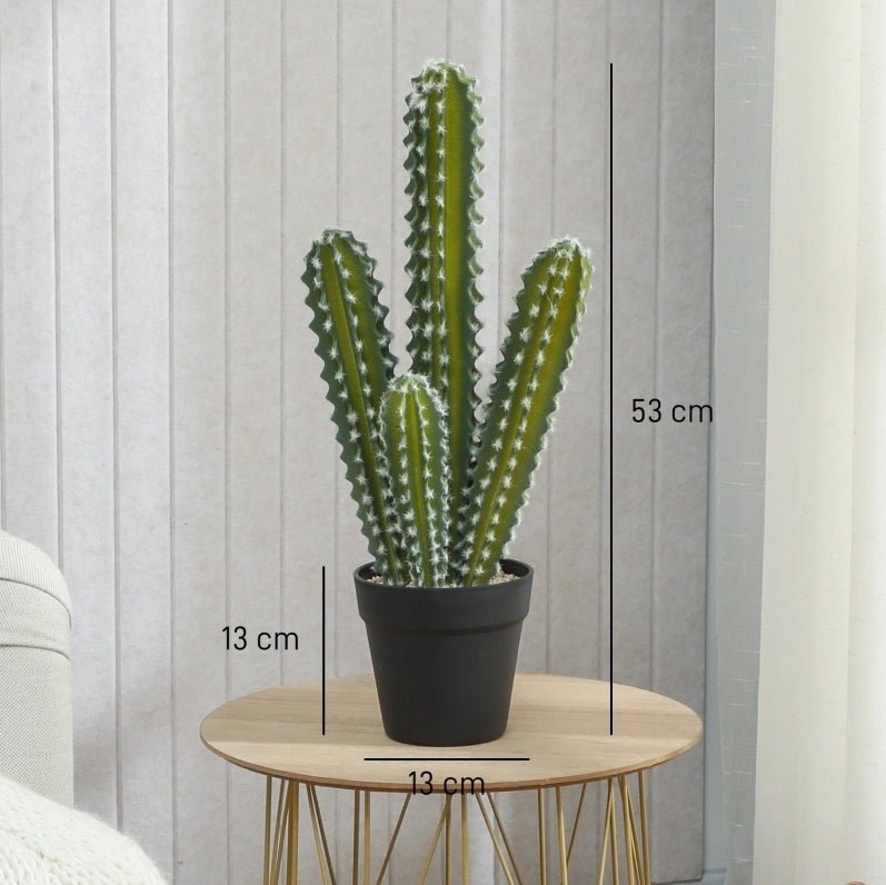 Pianta artificiale cactus ULEVR 53 cm in plastica verde con vaso decorativo per casa e ufficio