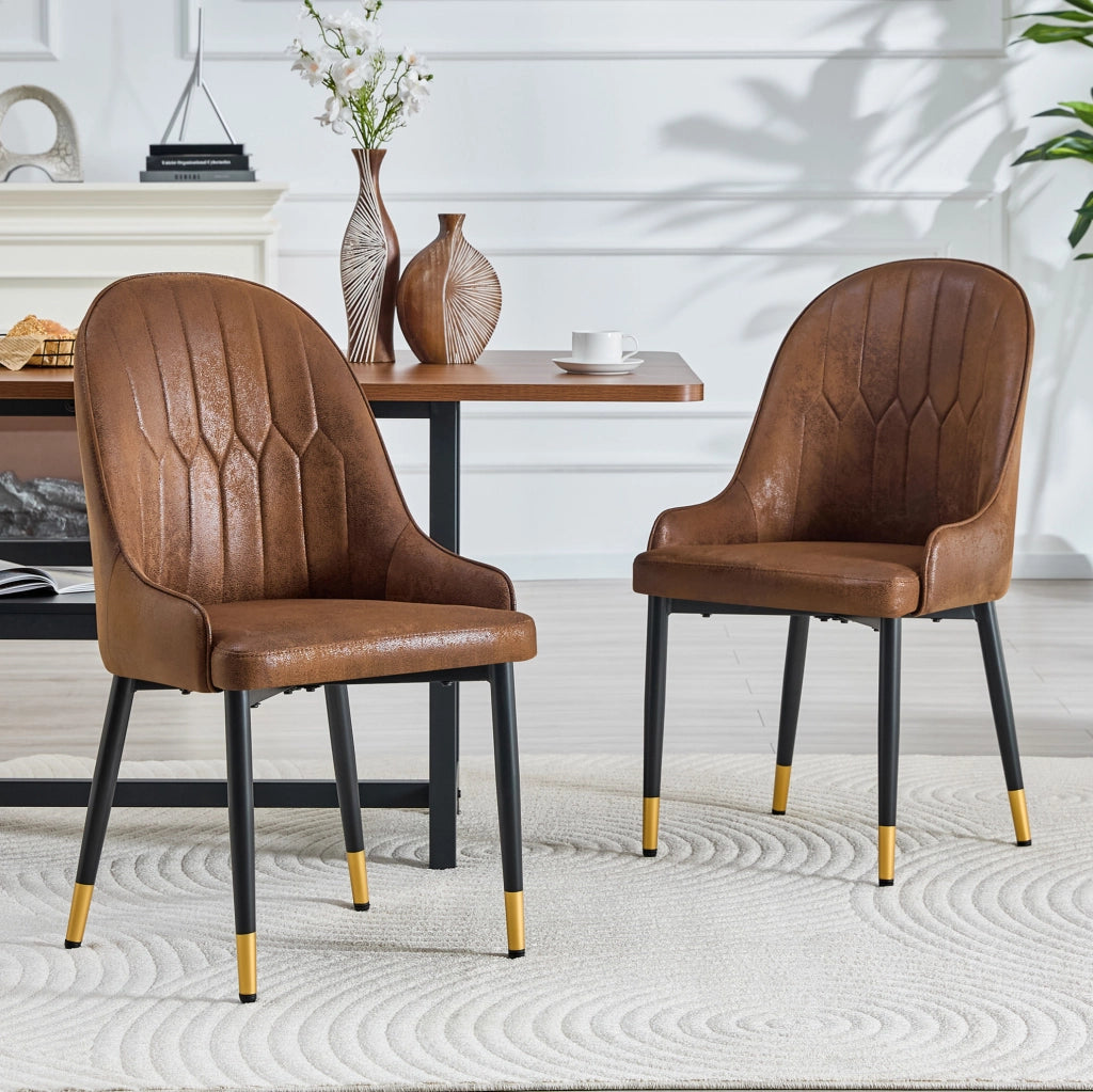 Set 2 sedie da pranzo in tessuto marrone e metallo nero HOMVRA