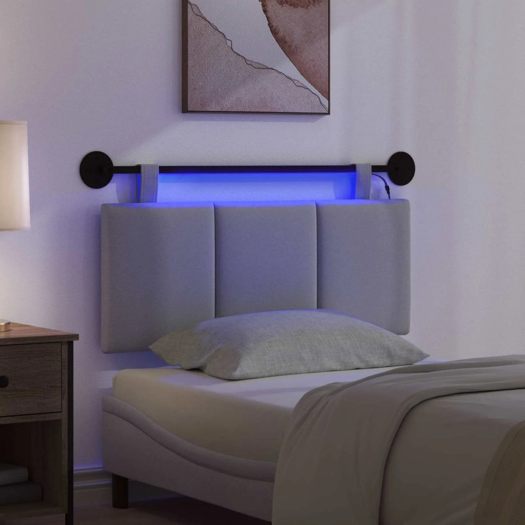 Testiera | Testata sospesa Con luce LED Grigio Chiaro Tessuto