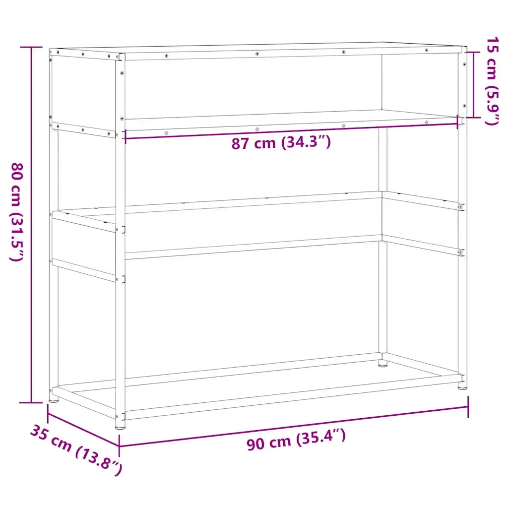 Tavolino Consolle | Tavolo d'Ingresso Rovere Fumo 90x35x80 cm in Legno Multistrato