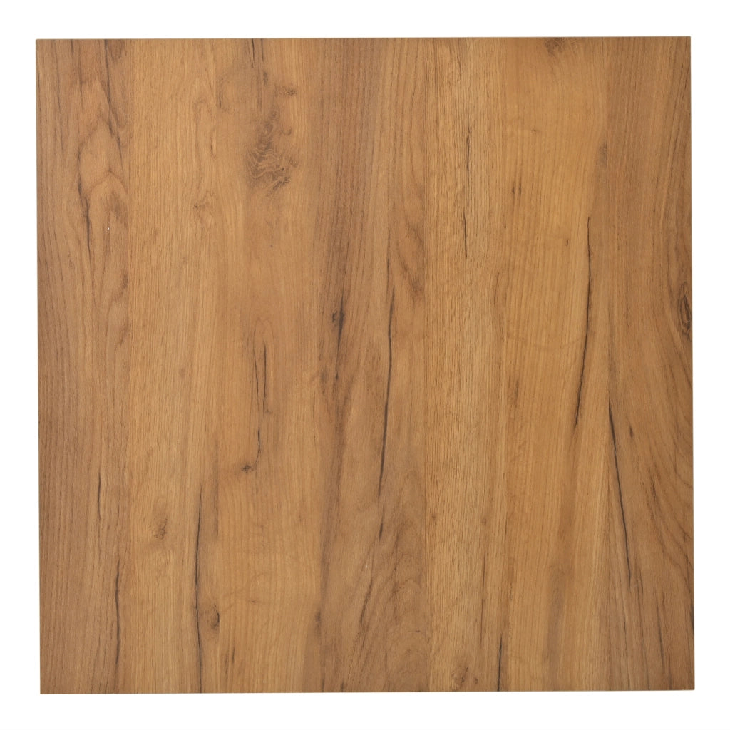 Tavolino basso quadrato con 3 cassetti e vano aperto in truciolare bianco e legno per soggiorno 70 × 70 × 31,5 cm