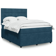 Giroletto a Molle con Materasso Blu Scuro 140x190 cm in Velluto