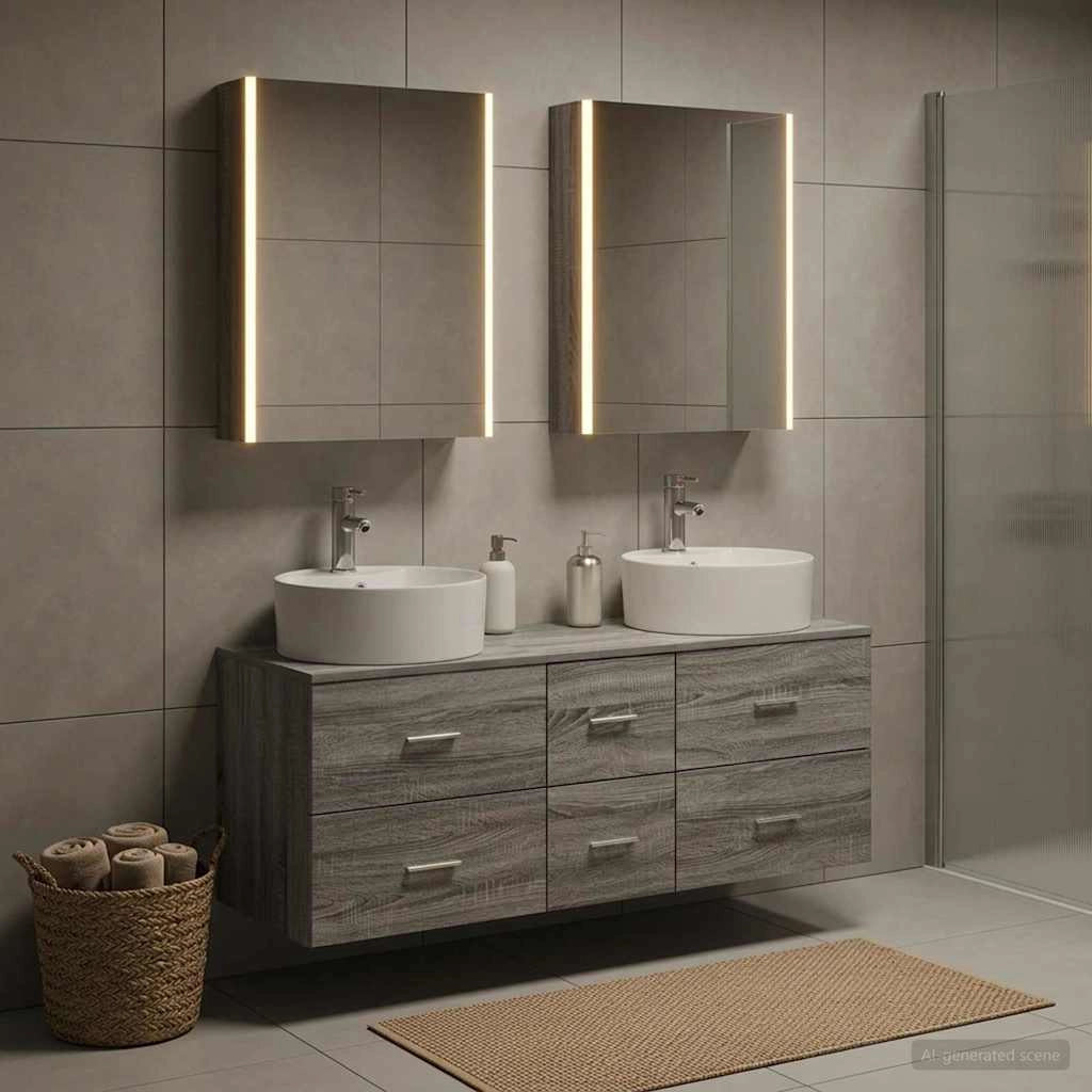 Set di mobili per il bagno 5 pz Sonoma grigio 3406932