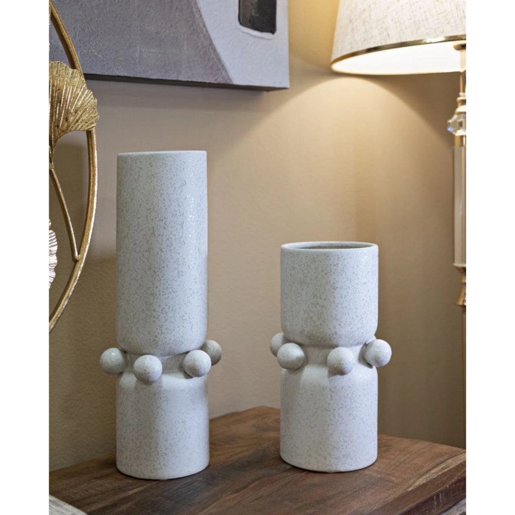 Vaso Decorativo VKH638, Beige, Ceramica, 15,5x15,5x41 cm