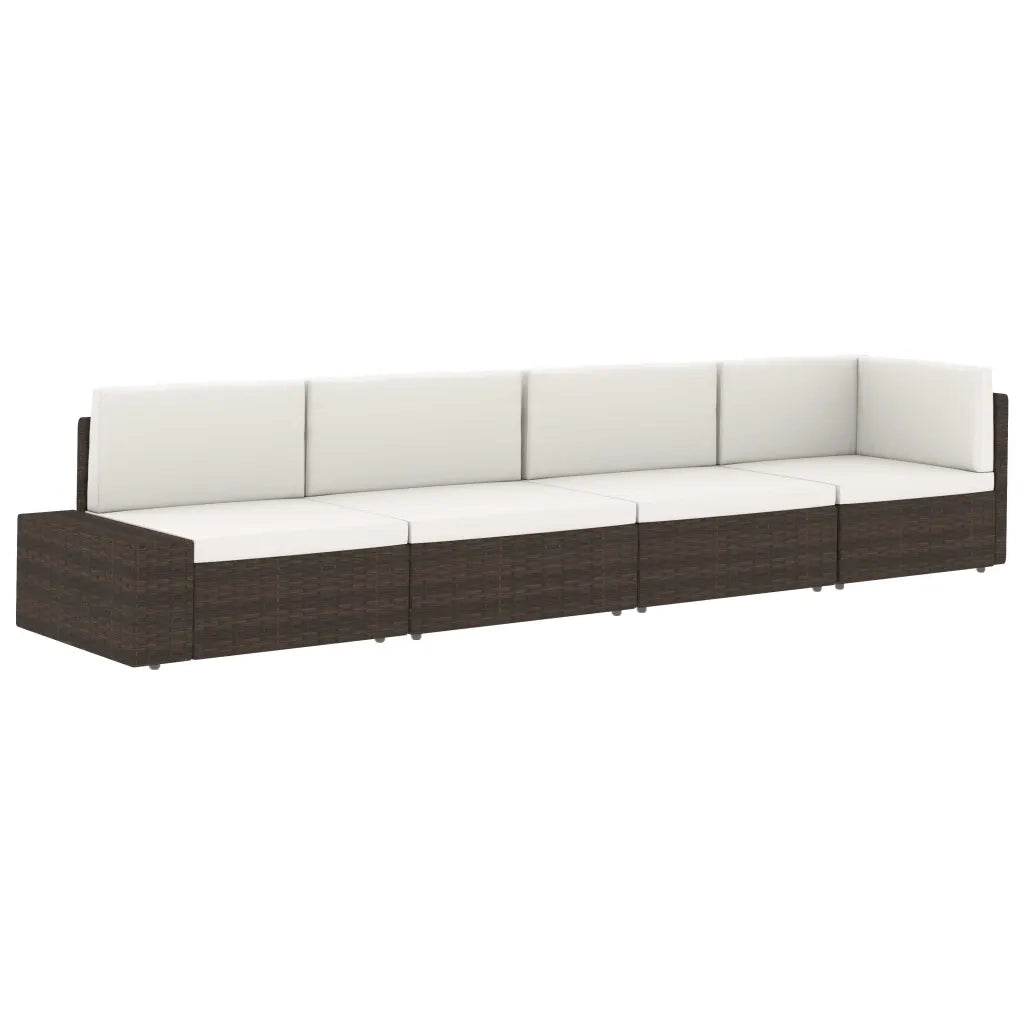 Divano Modulare a 2 Posti in Polyrattan Nero 49503