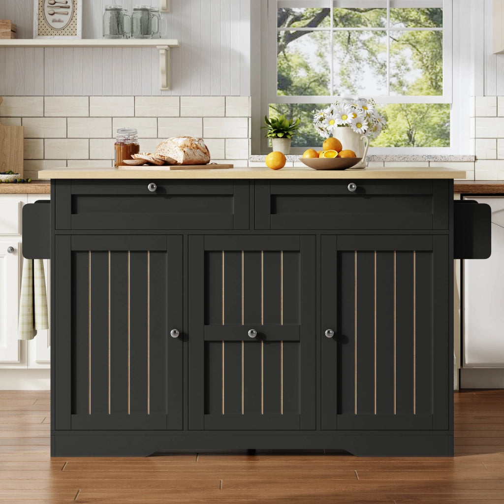 Isola Cucina Mobile con Piano Ribaltabile e Cassetti ¨C MINIMAL ¨C 120x45x92 cm