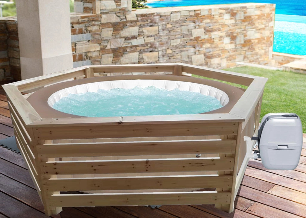 Rivestimento esagonale in legno abete massiccio.