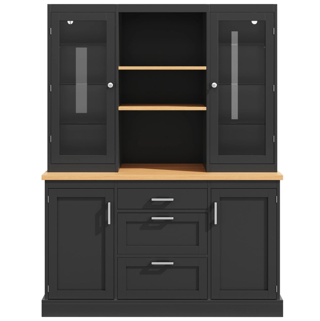 Mobile da cucina 140x40x185 cm in MDF nero con LED RGB e contenitore