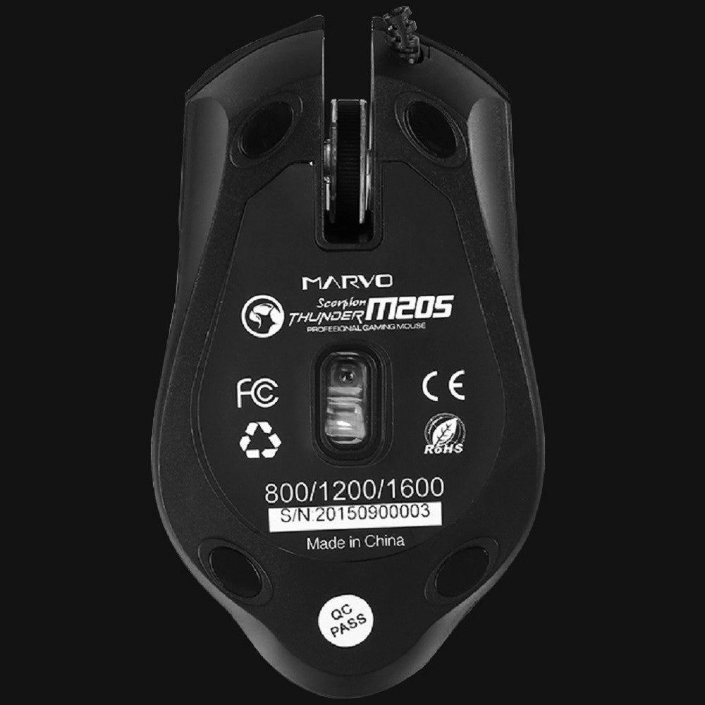 Trade Shop - Marvo Scorpion M205 Mouse Ottico Da Gaming Luminoso 1600dpi Retroilluminato Pc Usb -