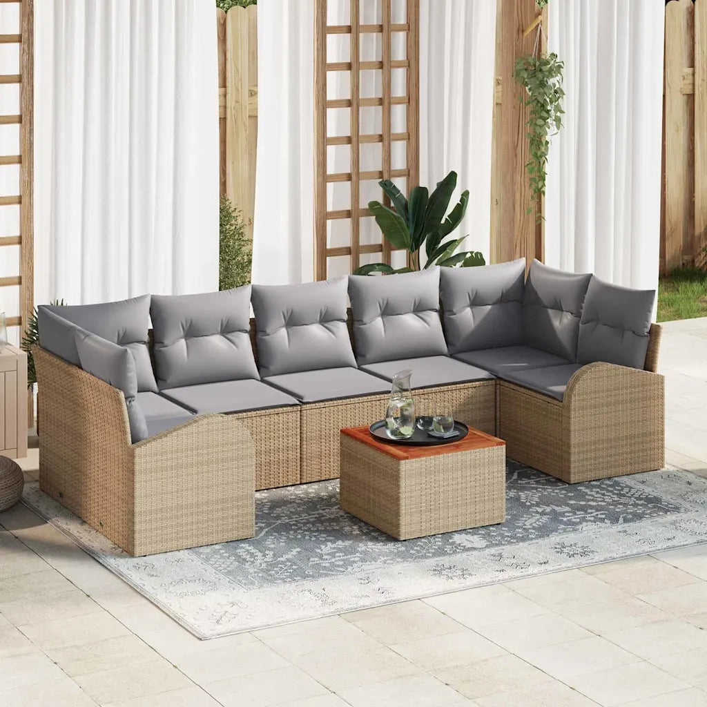 Set Divano da Giardino 8 pcs Beige e Grigio Chiaro polyrattan 3356215