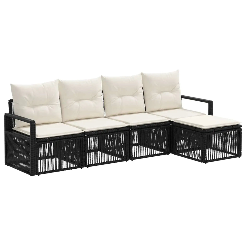 Set Divano da Giardino 4 pz Nero polyrattan 3435697