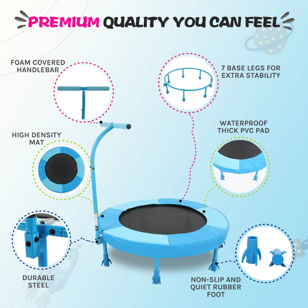Trampolino per bambini, diametro 91 cm, blu