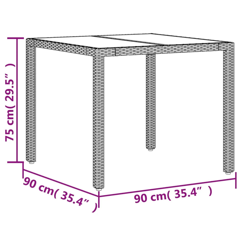 Set da Pranzo da Giardino 3 pz | Set Salotto da Giardino con Cuscini Polyrattan e Vetro